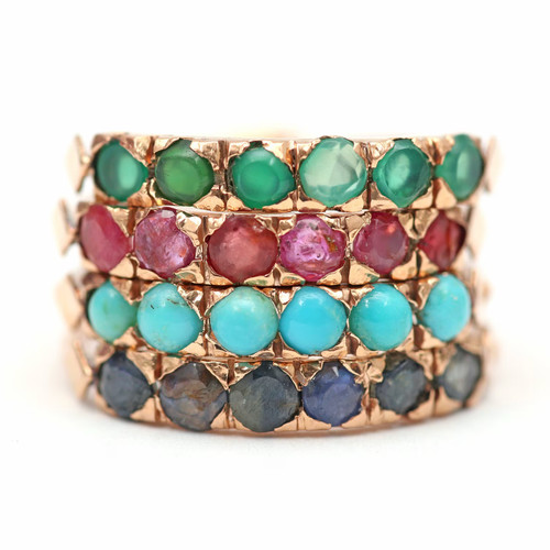 14k multigem harem ring - 14k,